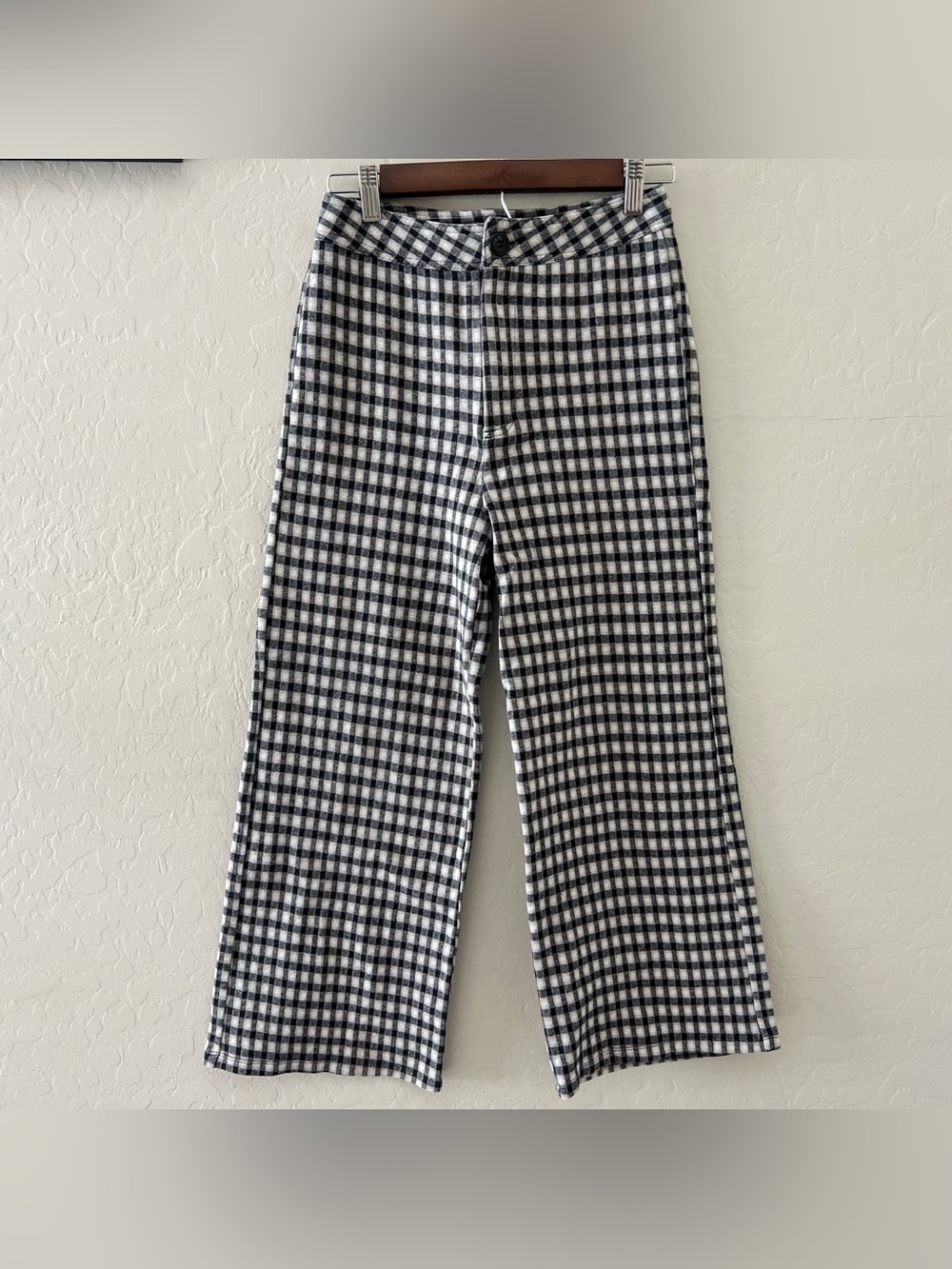 SOLAI Black & White Gingham Wide Leg Pants
